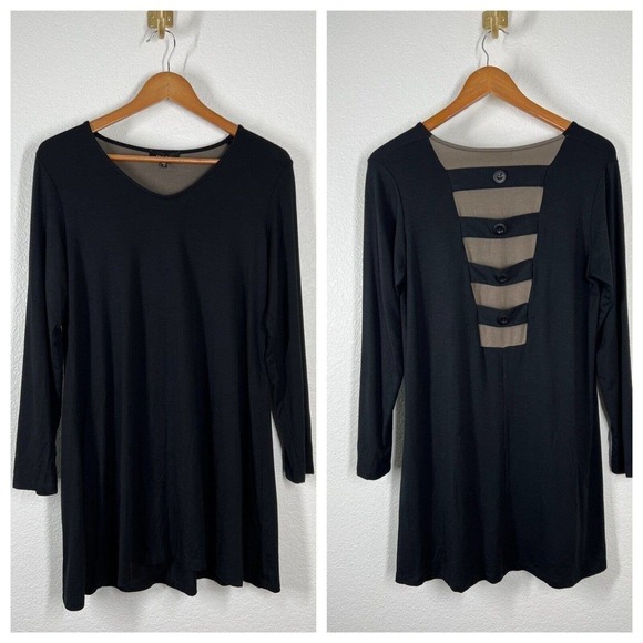 Comfy USA Gina Tunic Top Size Women’s Small S Black Button Back Detail - Picture 1 of 6
